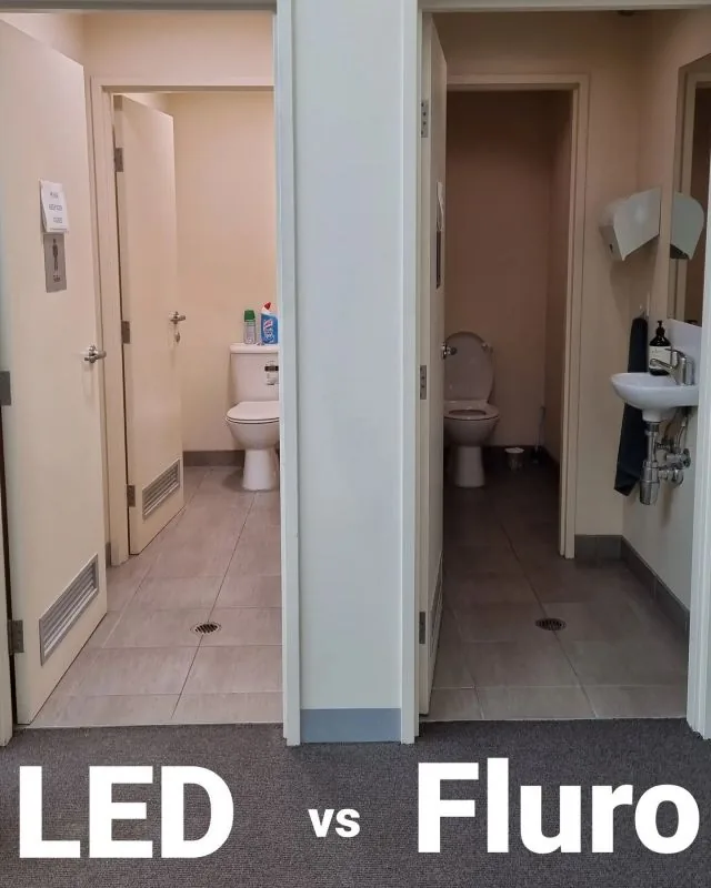 Recent project photo shared by JR Dixon Electrical showing an interior lighting comparison